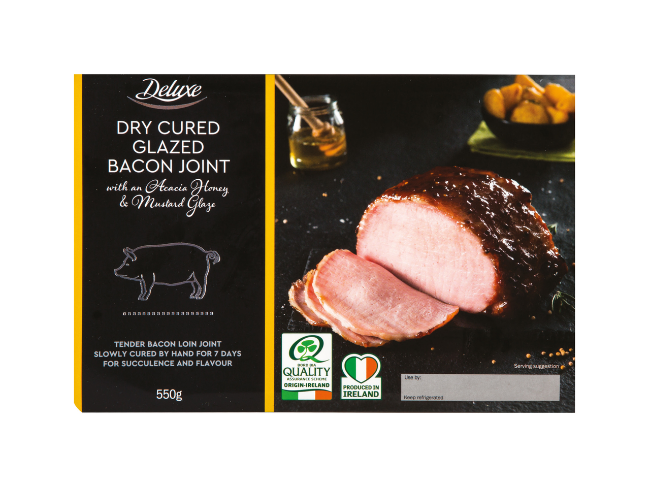 Dry Cured Bacon Loin Joint with Glaze in Baking Tray