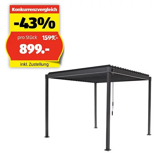 SORARA OUTDOOR LIVING Pergola mit Lamellendach, Mirador 80, 3 x 3 m