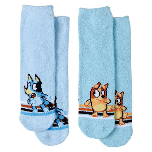 2 Pack Children's Cozy Slipper Socks - Bluey, 7-10