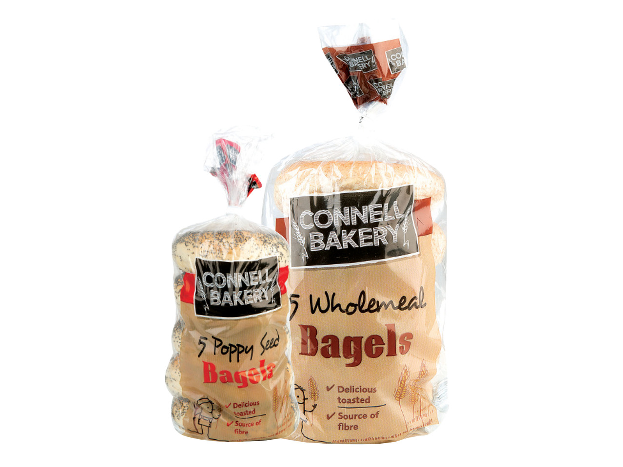 CONNELL BAKERY Wholemeal/ Poppy Seed Bagels
