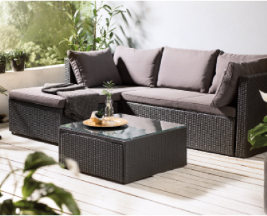 Salon de jardin d'angle aspect tressé GARDENLINE(R)