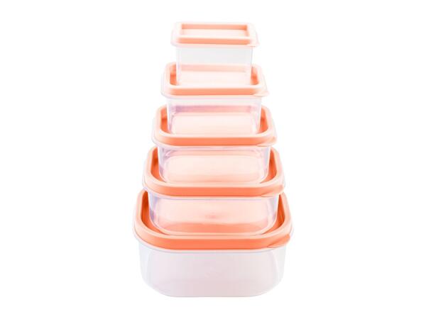 Livarno Home Food Storage Container Set - 5 Piece Set - Rectangular Orange