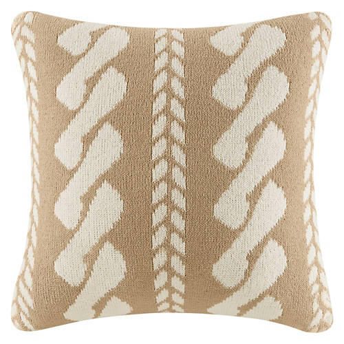 Soft Cable Knit Pillow, Taupe Jacquard Knit