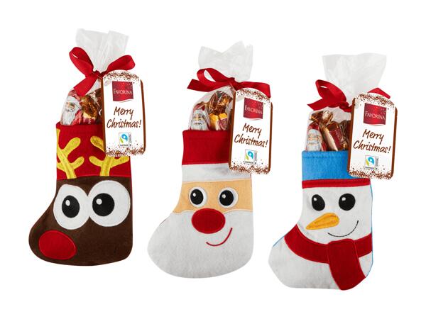 Chaussette en feutre avec du chocolat