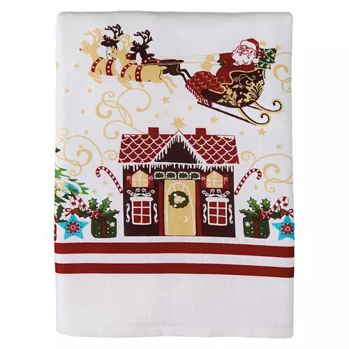 60" x 104" Holiday Cotton Tablecloth - Santa