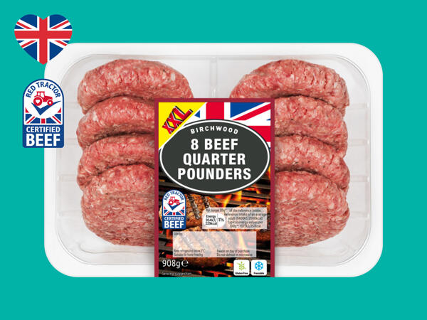 Birchwood 8 British Beef Quarter Pounders