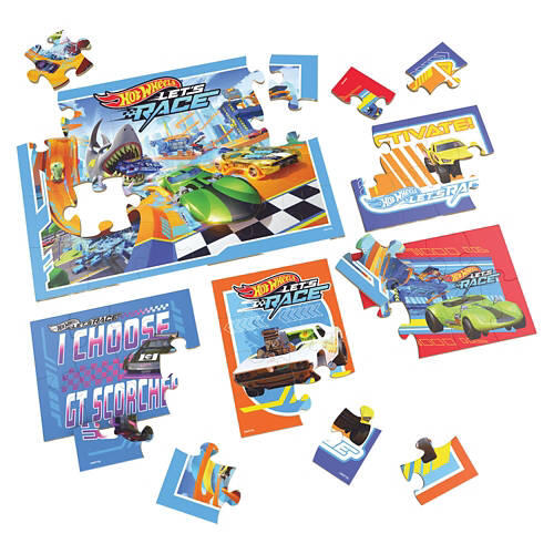 5 Piece Children's Wooden Puzzle - Hot Wheels