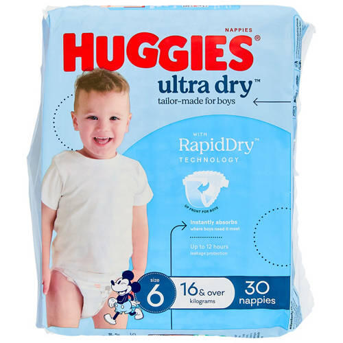 Boys Size 6 Junior Nappies 30 Pack
