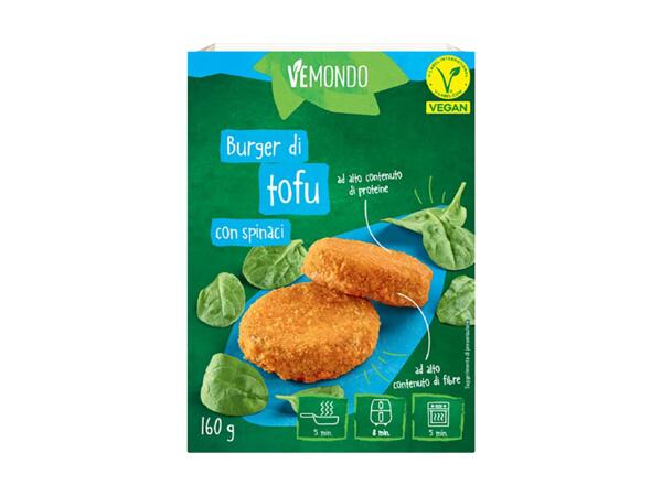 Vegan tofu burger with spinach