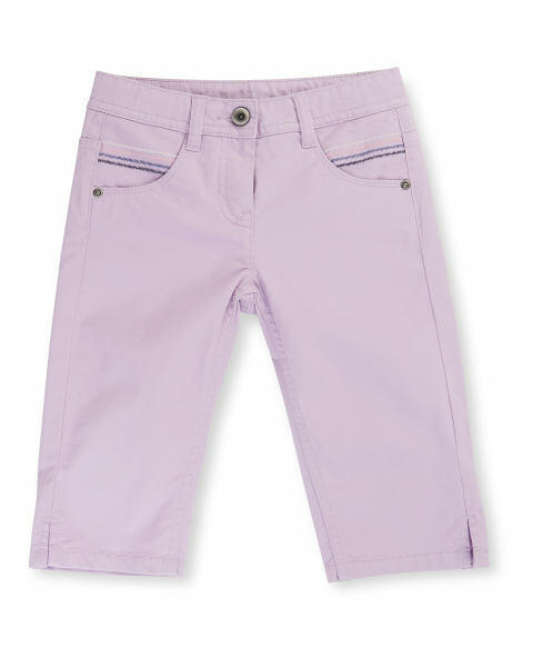 Girl's Purple Crop Trousers