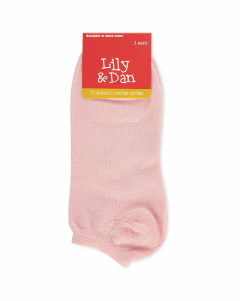 Kids' Pink 3 Pack Trainer Socks