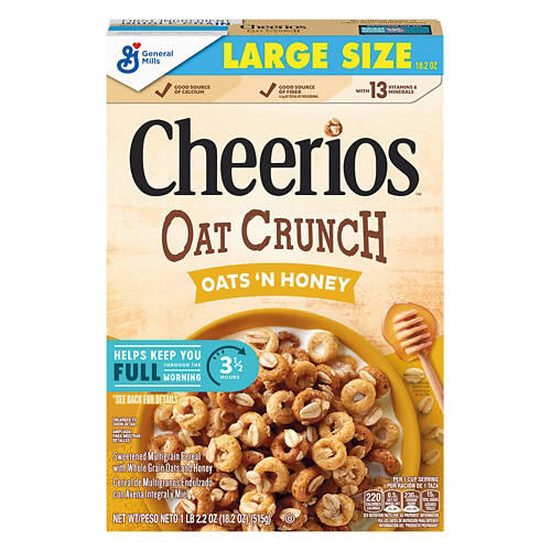 Oats 'n' Honey Oat Crunch Cheerios Cereal, 18.2 oz