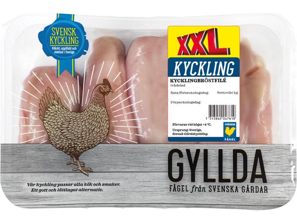Färsk tvådelad kycklingbröstfilé