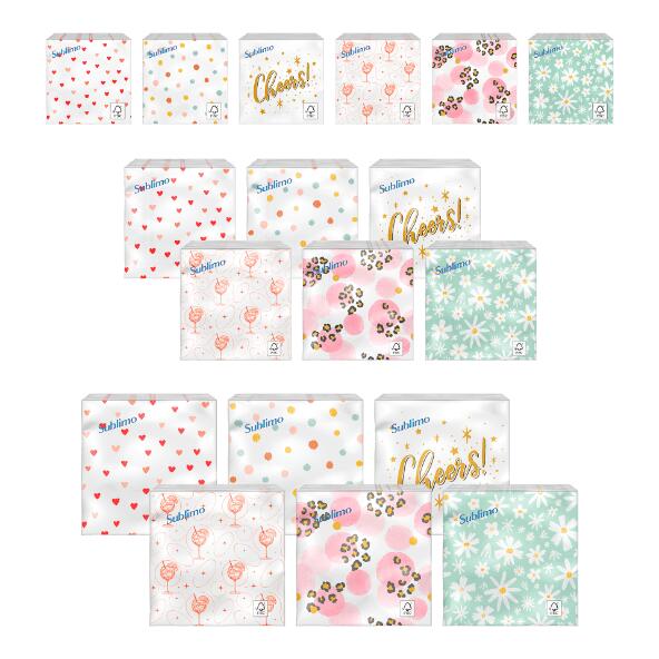 SUBLIMO(R) 				Serviettes de fête, 25 ou 40 pcs