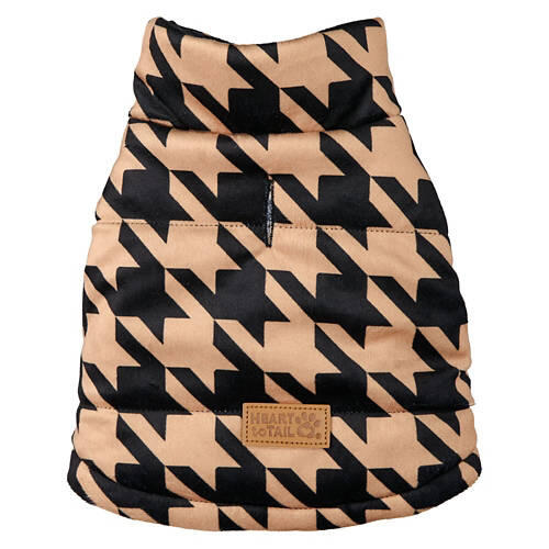 Pet Reversible Luxury Puffer Coat - Herringbone Print, L