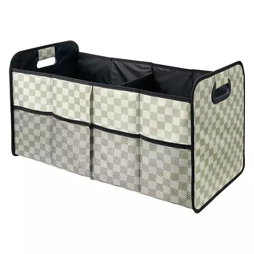 Folding Trunk Organizer, Green Checker