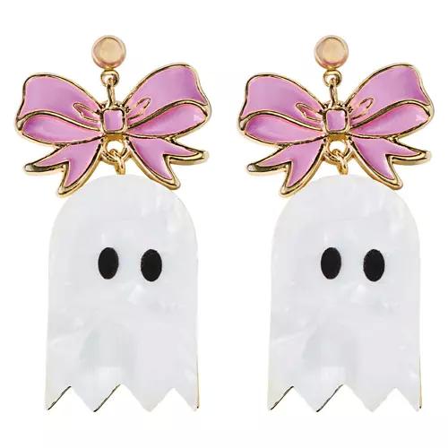 Halloween Earring - Purple Ghost Bow