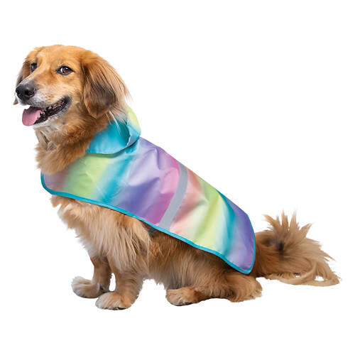 Reversible Pet Rain Jacket - Rainbow, M