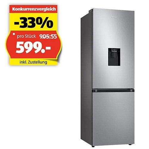 SAMSUNG Kühl-Gefrierkombination RB7300, 341 Liter, WiFi, Silber mit Griffmulde