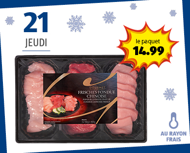 Fondue chinoise fraîche poulet/bœuf/porc GOURMET