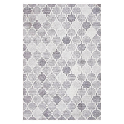 6' x 9' Oversized Washable Rug - Gray Trellis
