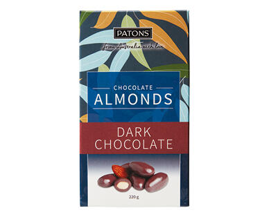 Patons Milk or Dark Chocolate Almonds 220g
