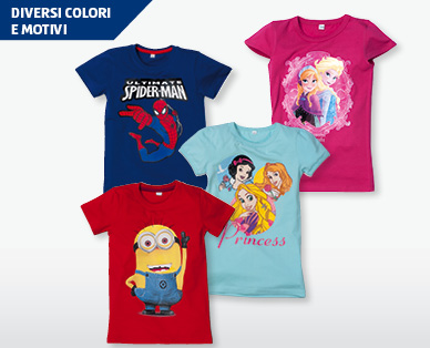 T-shirt per bambini ICH EINFACH UNVERBESSERLICH/DISNEY PRINCESS/SPIDERMAN/DISNEY FROZEN