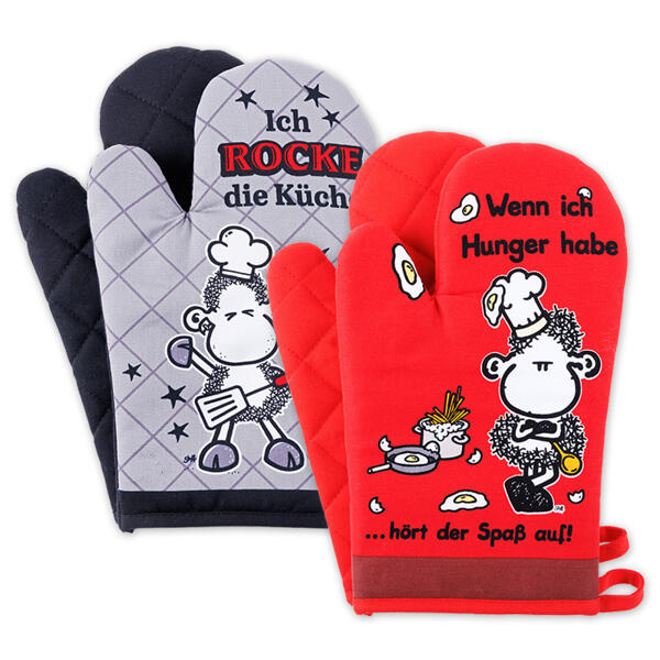 Ofenhandschuhe 2er-Set + 1 Geschirrtuch gratis