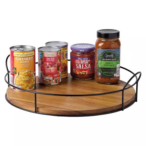 Acacia Wood Black Wire Tray