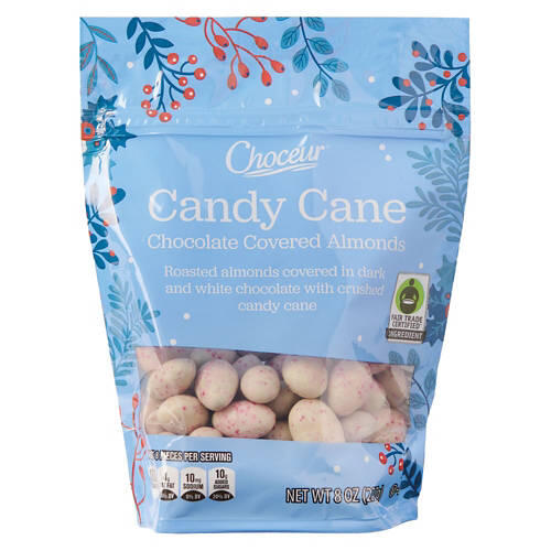 Choceur Candy Cane Chocolate Covered Almonds, 8 oz
