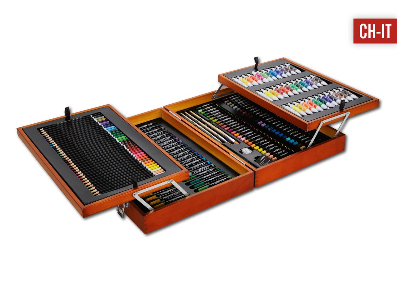 Coffret à dessin et peinture, 174 pièces