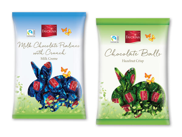Fyldte chokolade­kugler med knas