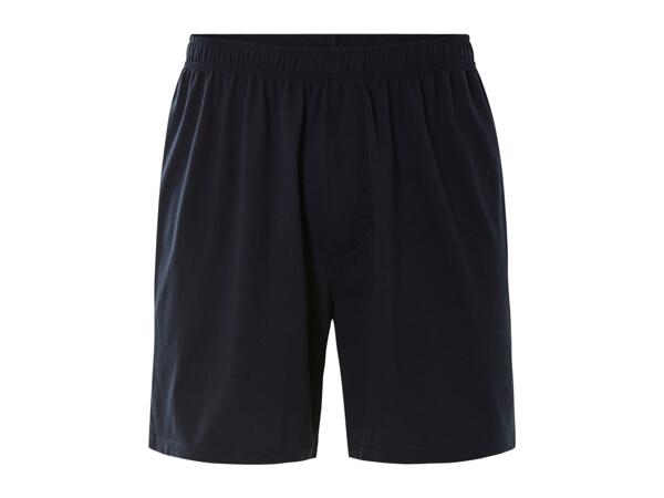 Livergy Men's Blue & Black Pyjama Shorts Set