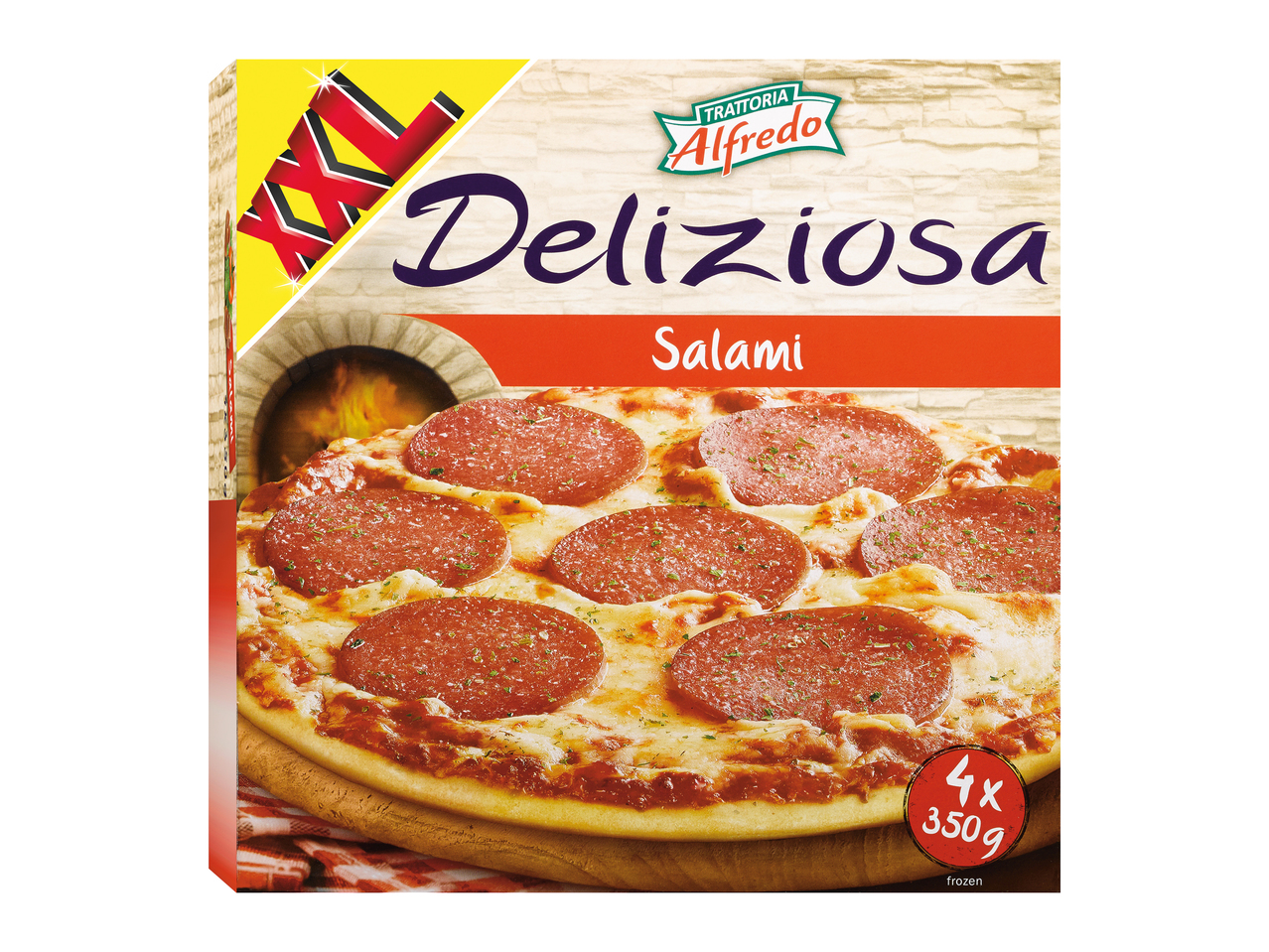 Pizza salami cuite au four à pierre XXL