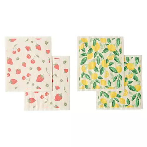 4 Piece Swedish Dish Cloths - Fruit Print
