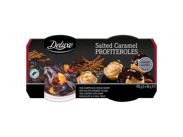Salted caramel profiteroles