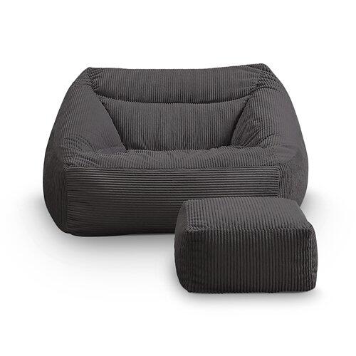 HOME DELUXE Sitzsack COZY inkl. Hocker, anthrazit