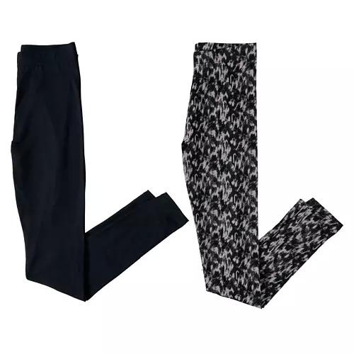 Ladies 2 Pack Soft Leggings - Black & Printed, S
