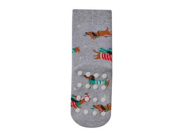 Lupilu Younger Kids' Grey & Striped Christmas Thermal Socks - 2 Pairs