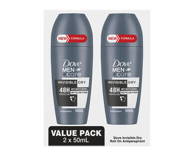 Dove Antiperspirant Roll-On Deodorant for Men or Women 2 x 50ml