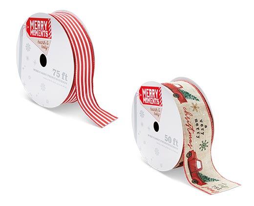 Merry Moments 
 1.5" or 2.5" Wire Fabric Premium Ribbon