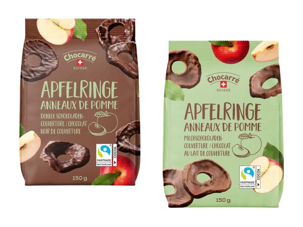 Anneaux de pomme enrobés de chocolat
