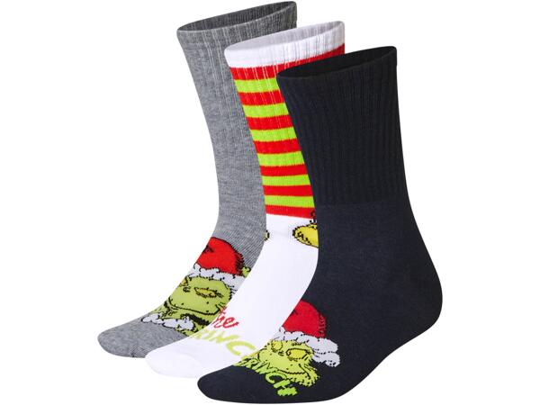 Men's or Ladies' Socks, 3 Pairs "Grinch"