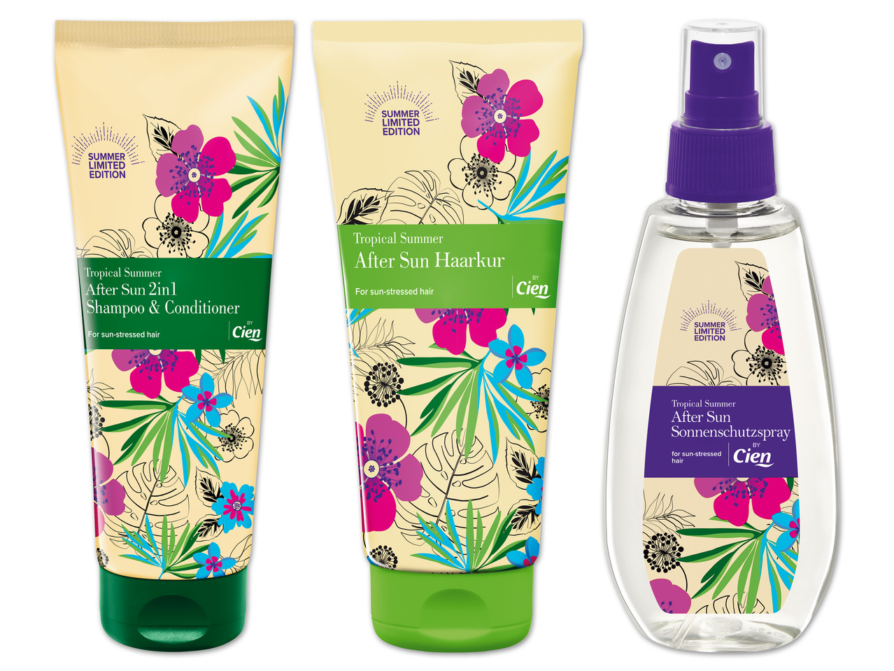 TROPICAL SUMMER BY CIEN After Sun Shampoo 2-in-1/Sonnenschutz-Spray/Haarkur