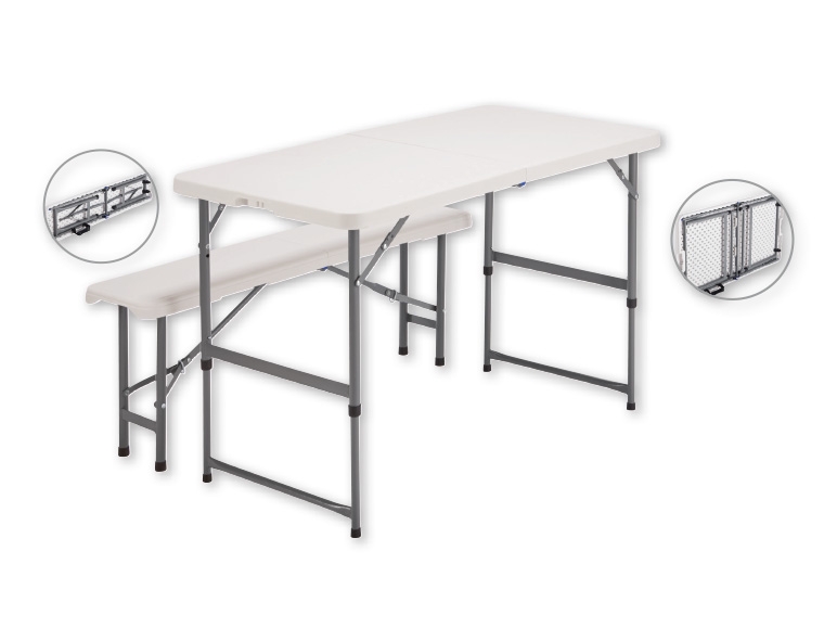 FLORABEST Folding Table 118 x 61 x 54-73.5cm