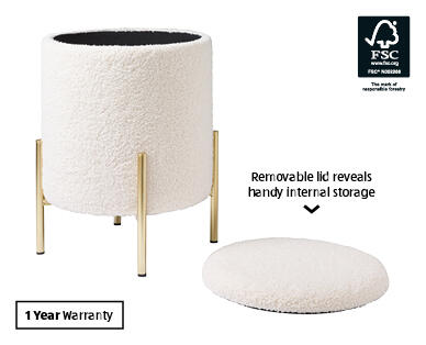 Bouclé Storage Ottoman