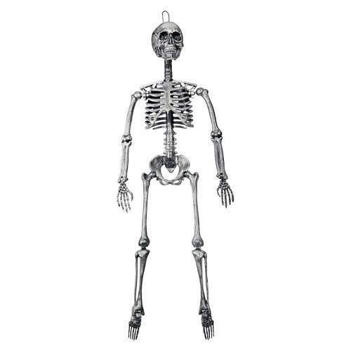 36" Tall Halloween Skeleton, Gunmetal Color