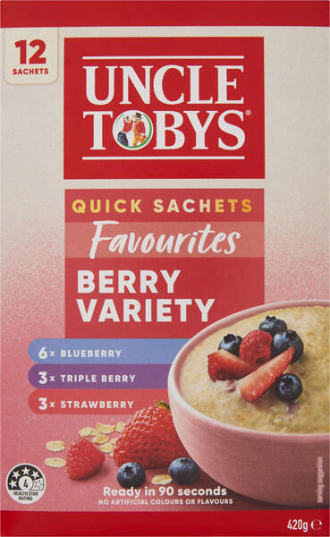 Quick Oat Sachets Berry Variety 12 Pack 420g