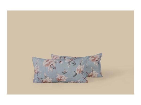 Grey Renforcé Pillowcases With Floral Pattern - 2 Pack