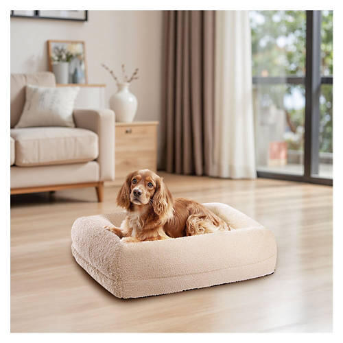 Orthopedic Boucle Pet Bed, Beige